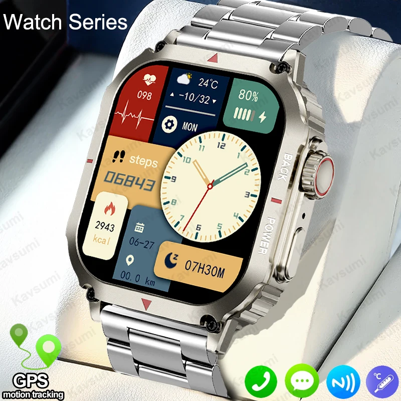 

New Smart Watch Men Military For Android IOS Heart rate IP68 Waterproof Watches Bluetooth Call Smartwatch GPS Motion Trajectory