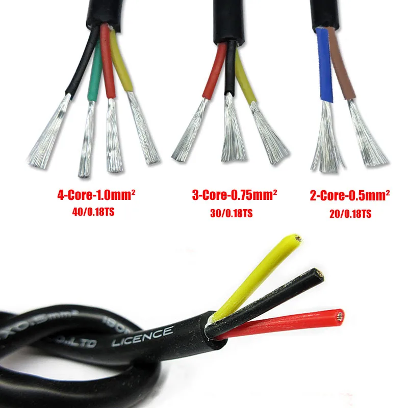 2/3/4 Core Power Cable 0.5mm2 0.75mm2 Tinned Copper Super Soft Silicone Sheathed Cable Suitable for Electronic Appliances - 6