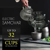Electric Stainless Steel Samovar - Modern Traditional Design Tea Kettle Overheat Protection LED Temperature Stainless Pot 2