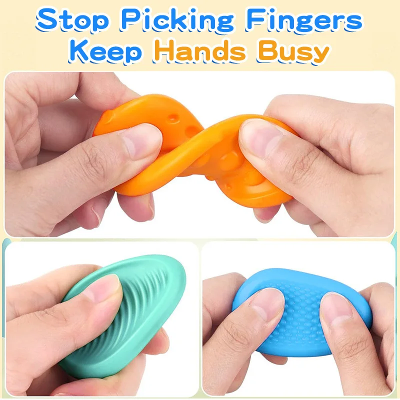 Sensory Fidget Toys Stone 6 Pack For Kids Autism ADHD Teens Anxiety Stress Relief