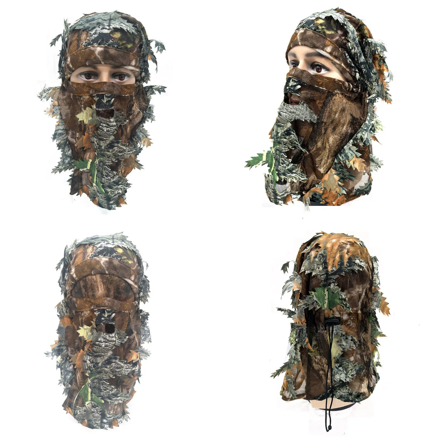 Airsoft Camouflage 3D Stereo Mask Outdoor Breathable Sun Protection Fishing Hunting Bionic Balaclava Headgear Disguise Leaf Mask