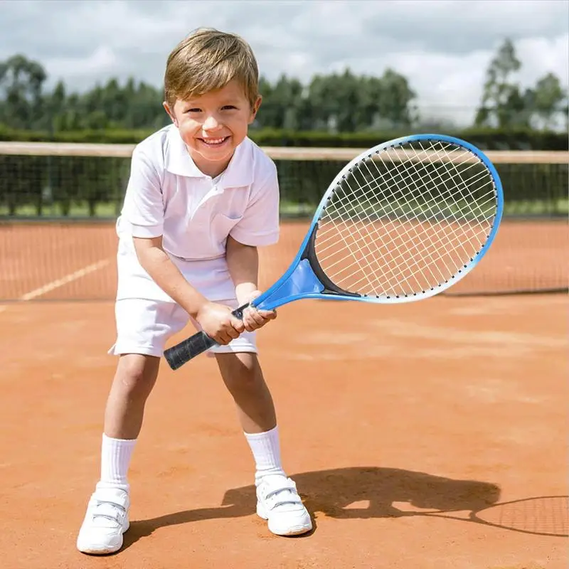 2Pcs Kids Outdoor Sports Tennis Rackets Tennis String Racquets with 1 Ball for Badminton Beginner Parent-Child Game Props