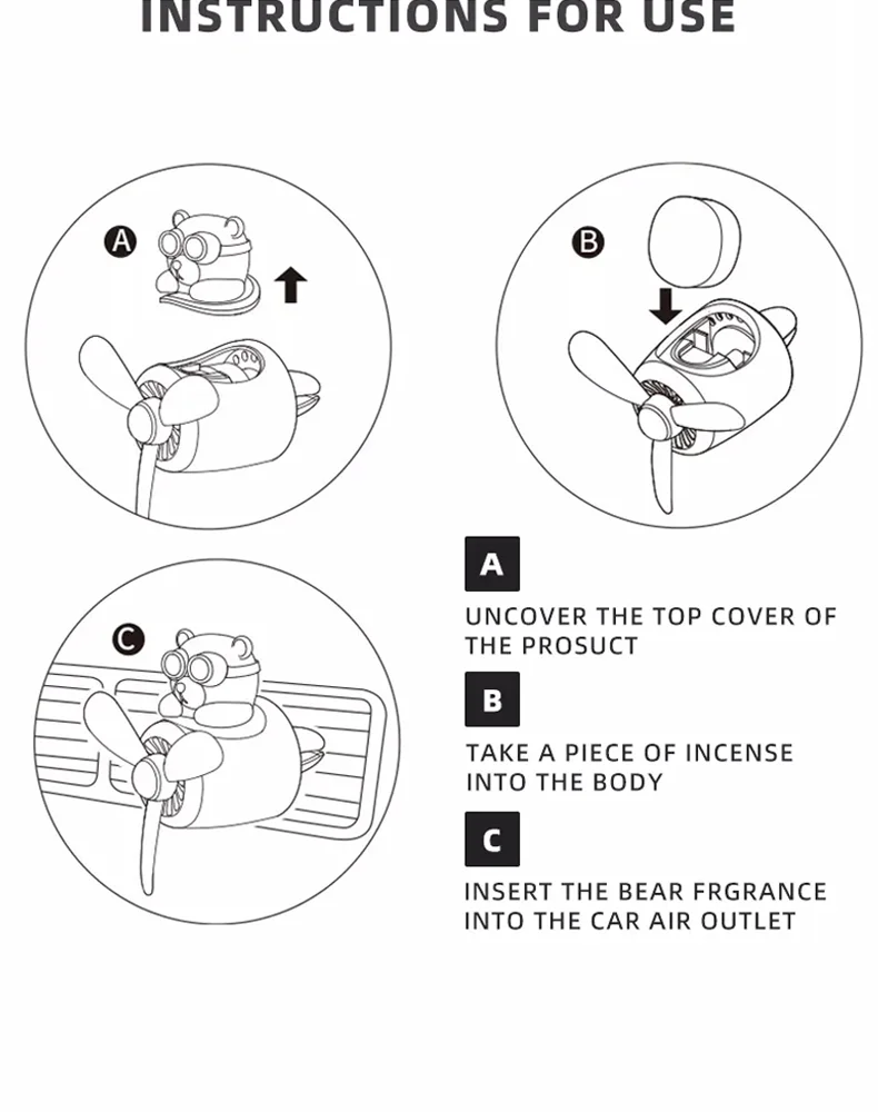 Instructions for Car Air Freshener Teddy Bear Pilot