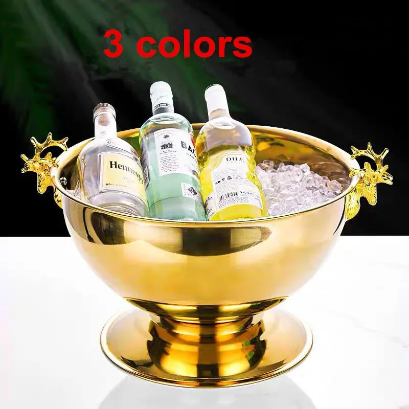 304 stainless steel Deer Head ear Wall Champagne Keg Double Wall Food Grade Red wine beer Ice Bucket Bar Supplies