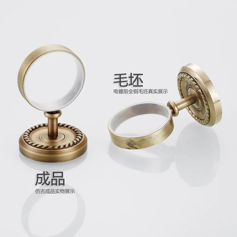 Simple retro toothbrush cup holder brass antique Wall hanging antique ceramic cup bathroom pendant mouthwash toothbrush