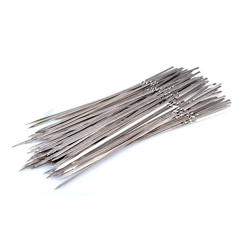 Stainless Steel Barbecue Skewer Reusable BBQ Skewers Kebab Iron Stick For Outdoor Camping Picnic Tools Cooking Tools 10-20Pcs barbecue skewers barbecue tools
