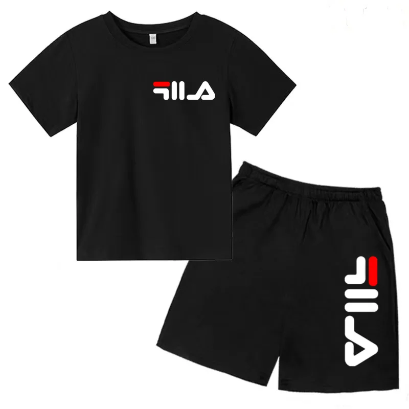 Summer Children's Suit Men's and Women's Sports T-shirt Short Sleeve Shorts Leisure Set Gift Preferred 3-13 Years Old