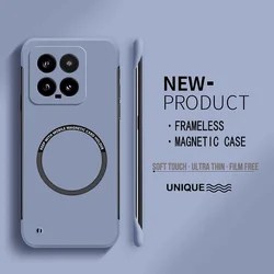 Ultra Thin Frameless Magnetic Hard PC Phone Case - Anti-Fingerprint Candy Color Cover for Xiaomi 14 Ultra (Gray)