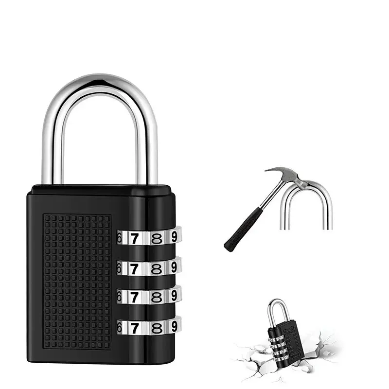 4 Digit Zinc Alloy Combination Lock Padlock Luggage Anti-theft Weatherproof Security Outdoor Gym Safely Code Door Lock Black mini padlock,door lock