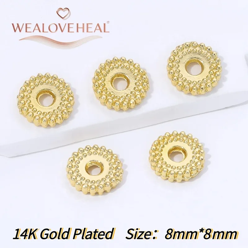 14K vergoldete Messing-Rundperlen, Zubehör im Großhandel, 6/8mm Trennperlen für DIY Armband- und Halskettenherstellung. – Detail 24