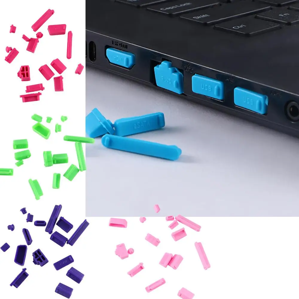 

16pcs/set Colorful Silicone Anti Dust Plug Cover Stopper Dust Plug Laptop Dustproof USB Port HDMI RJ45 Interface waterproofCover