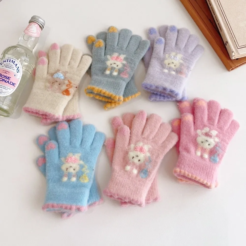 New Cold Proof Gloves Windproof Cute Cartoon Rabbit Warm Gloves Thickned Mittens for Children