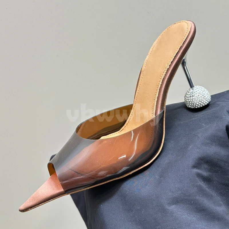 

Ladies Slippers Summer 2024 New Style Diamond Heel Transparent Upper Female Shoes Simplicity Atmosphere Slippers