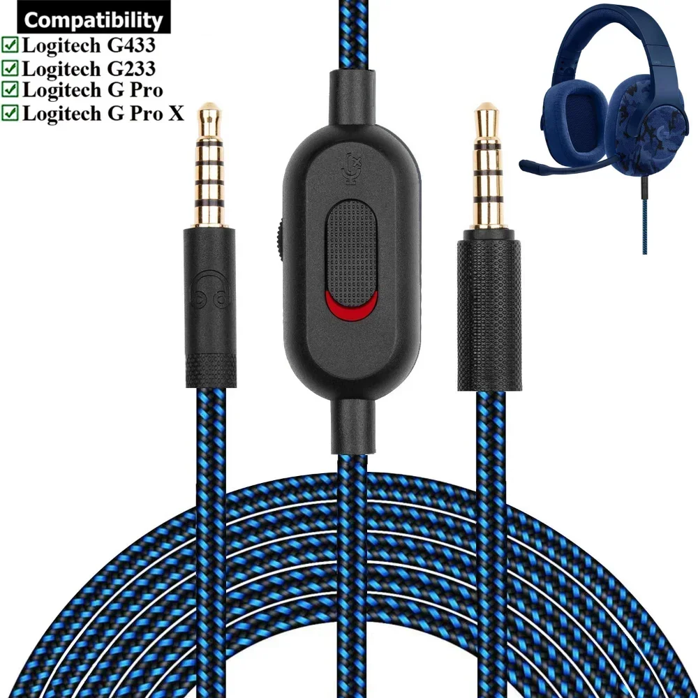 

Сменный кабель удлинитель для Logitech G433 G233 G Pro X игровая гарнитура с микрофоном, бесшумный регулятор громкости