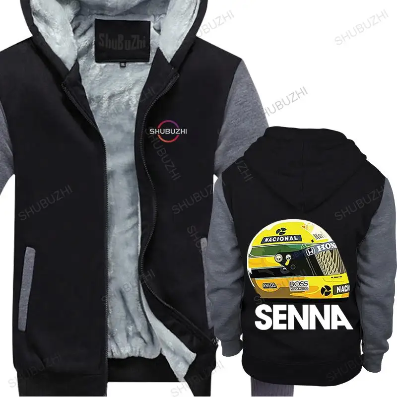 Felpa Con Cappuccio Invernale Da Uomo Calda Giacca Casual Streetwear Ayrton Senna Helmet Tops 1 Race Man Cotton Warm Coat Classic Youth Mens Hoody