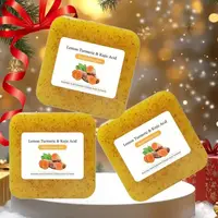 Savon à l'acide de curcumine au citron de Noël 3 pièces, riche en ingrédients au citron curcuma, nettoie en douceur le visage et les mains 1