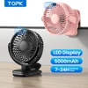 TOPK Clip on Fan 5000mAh Rechargeable Small Portable Clip Table Fan with LED Display 720° Rotation Ultra-Quiet Desk Fans 1