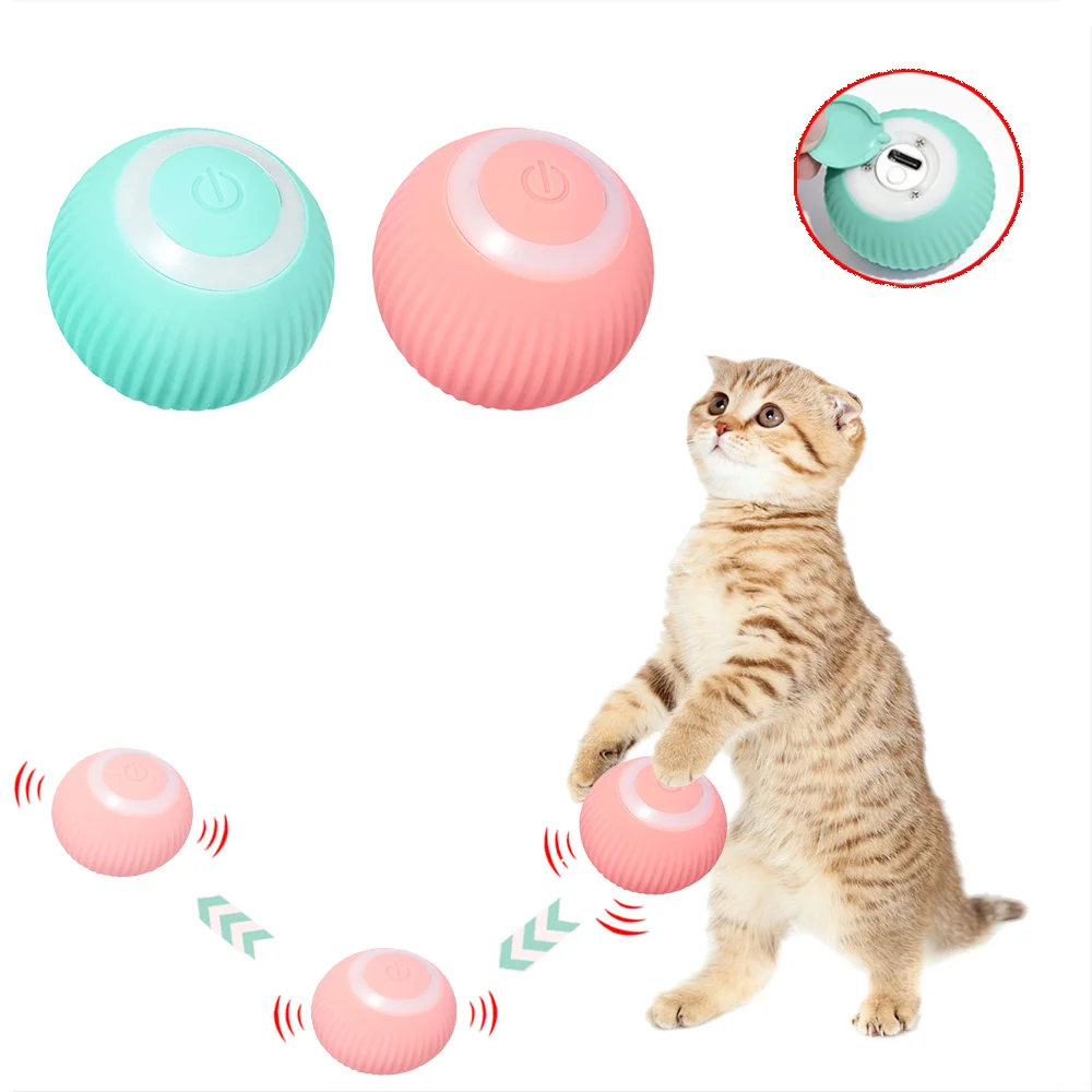 Interactive Cat Toys Ball Automatic 360&deg; Self-Rotating Rolling USB Rechargeable Pet Exercise Chase Toy Ball for Kitte cat interactive ball toys