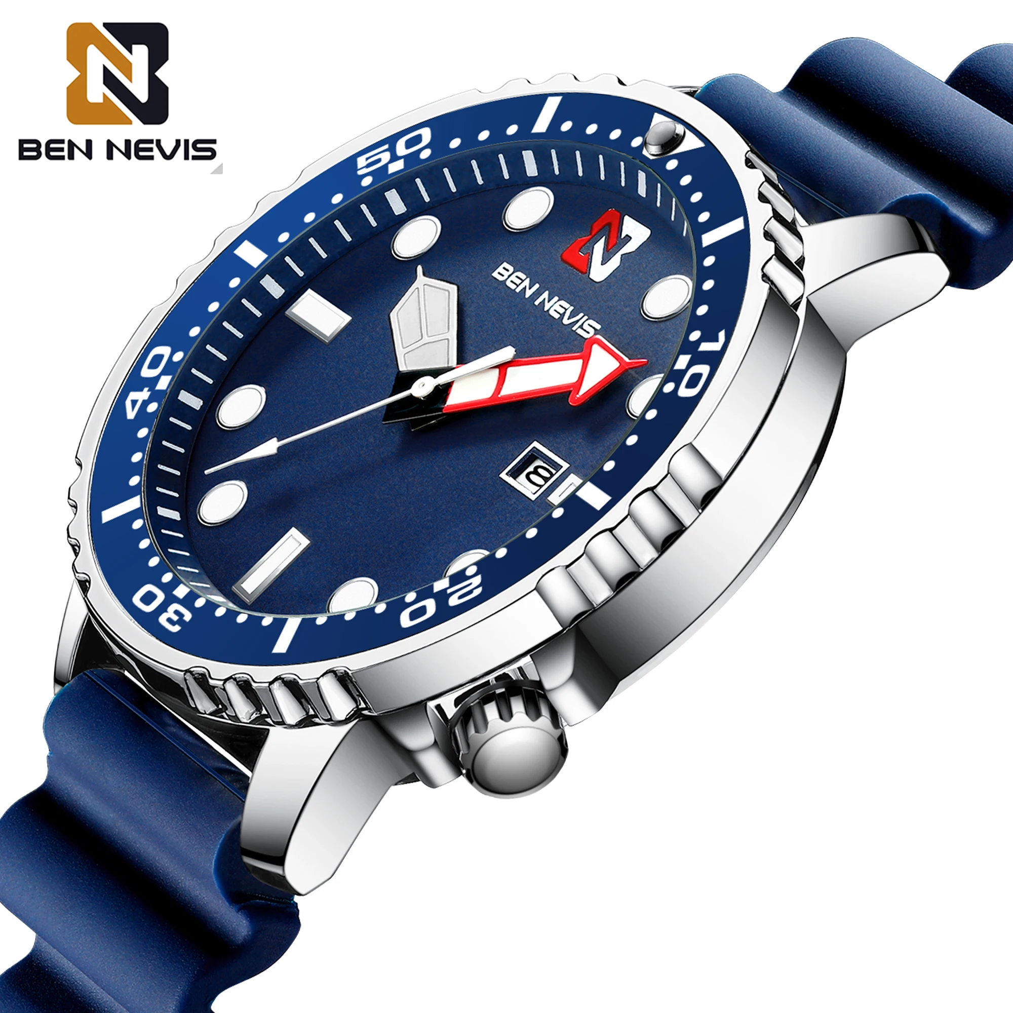 Luminous Watch For Men BEN NEVIS Quartz Watches Silicone Calendar Display Wirstwatch Man Chronograph Waterproof часы мужские Man seiko chronograph ssb357 ssb357p1 ssb357p тахиметр кварцевые мужские часы