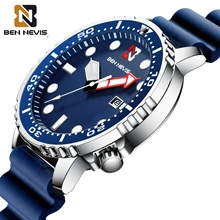 

Luminous Watch For Men BEN NEVIS Quartz Watches Silicone Calendar Display Wirstwatch Man Chronograph Waterproof часы мужские Man
