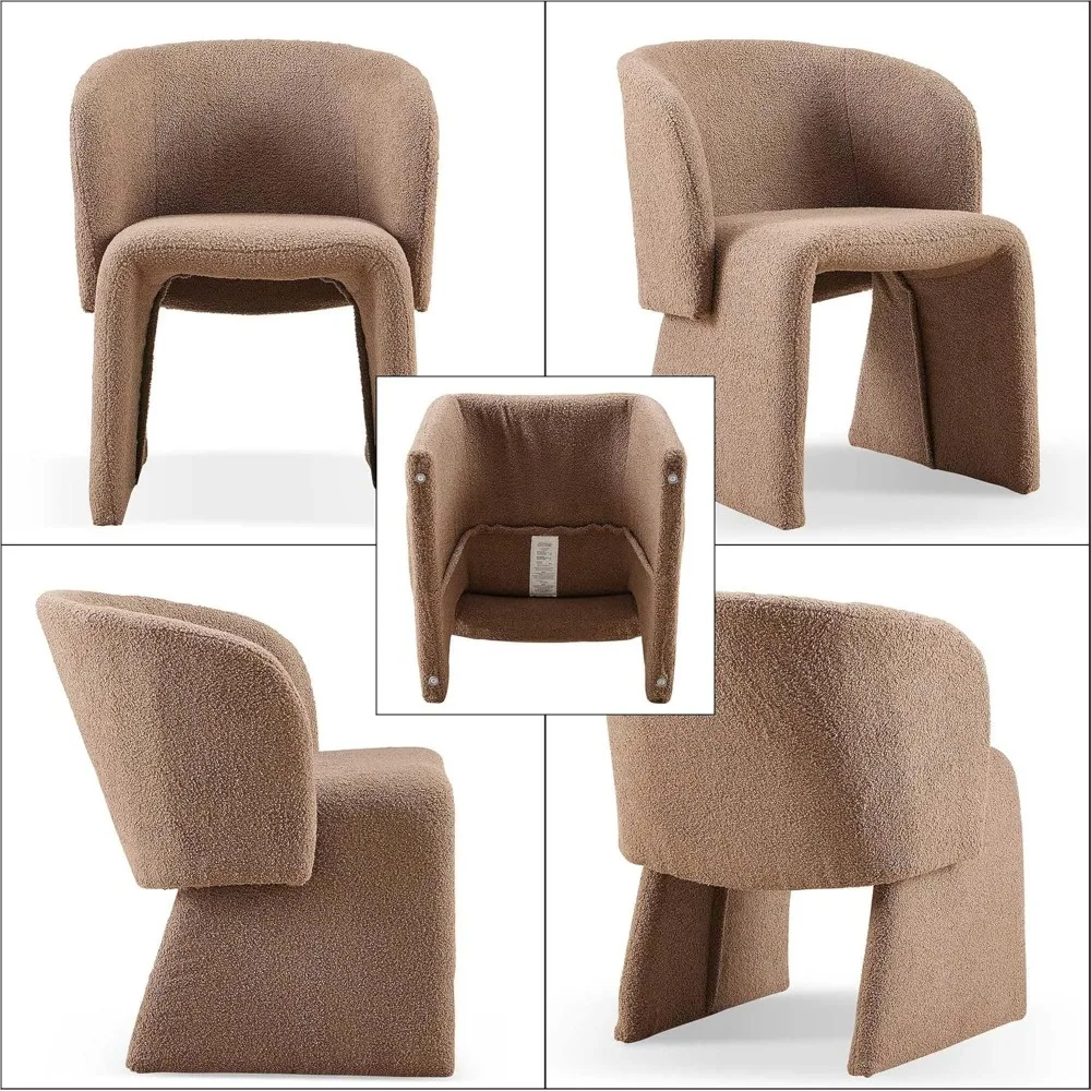 Barrel Dining Kitchen Chairs Set of 2, Modern Mid Century Living Room Chairs Upholstered Round Backrest Accent Side Chairs 6