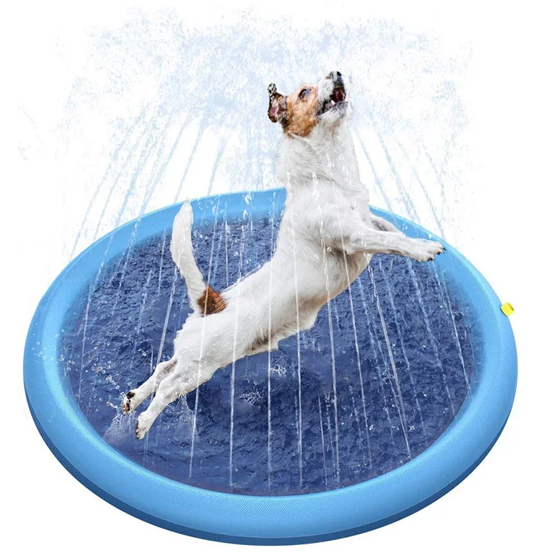 

100/150/170cm Summer Pet Swimming Pool PVC Thickened Inflatable Sprinkler Pad Bathing Pad Outdoor Interactive Fountain Dog Toy