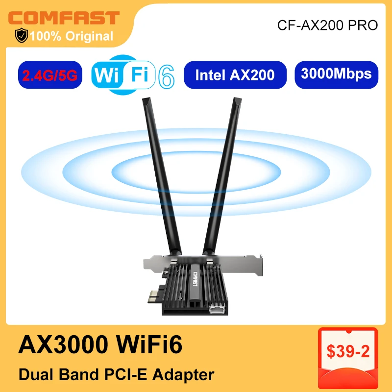 인텔 AX200 칩용 무선 네트워크 와이파이 카드, 데스크탑 VS 5374Mbps 와이파이 6E USB 어댑터, 3000Mbps BT 5.1 PCI-E