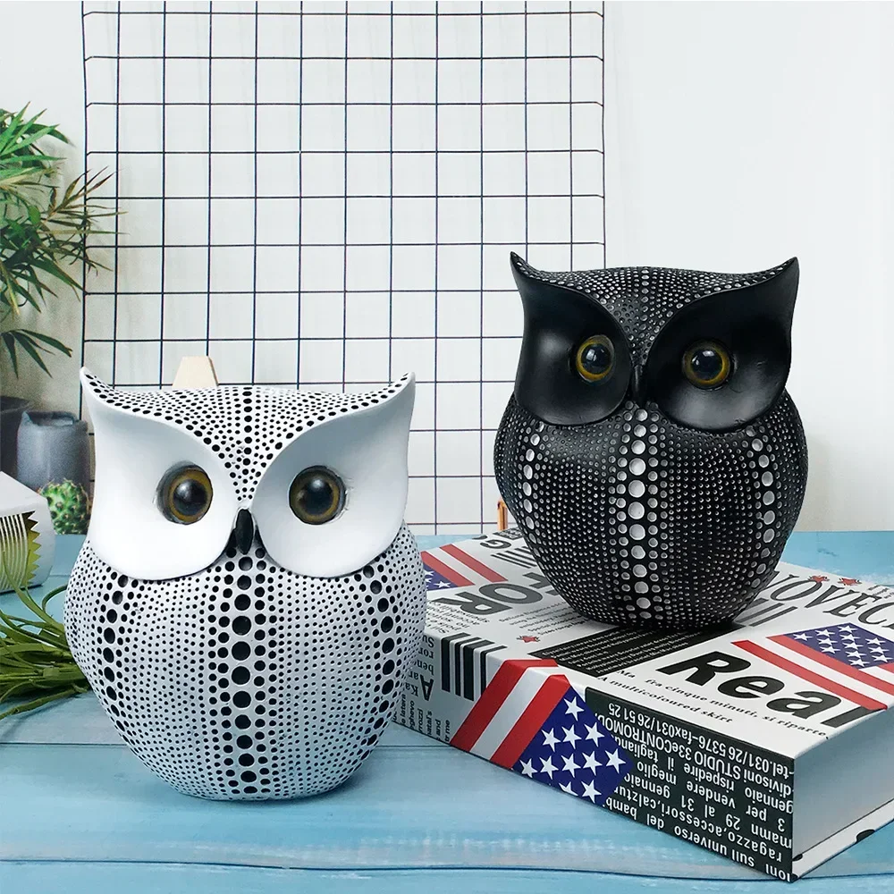 

Nordic Resin Wise Owl Figurines Animal Statue Sculpture Crafts for Home Interior Decor Desktop Table Decoration Gifts