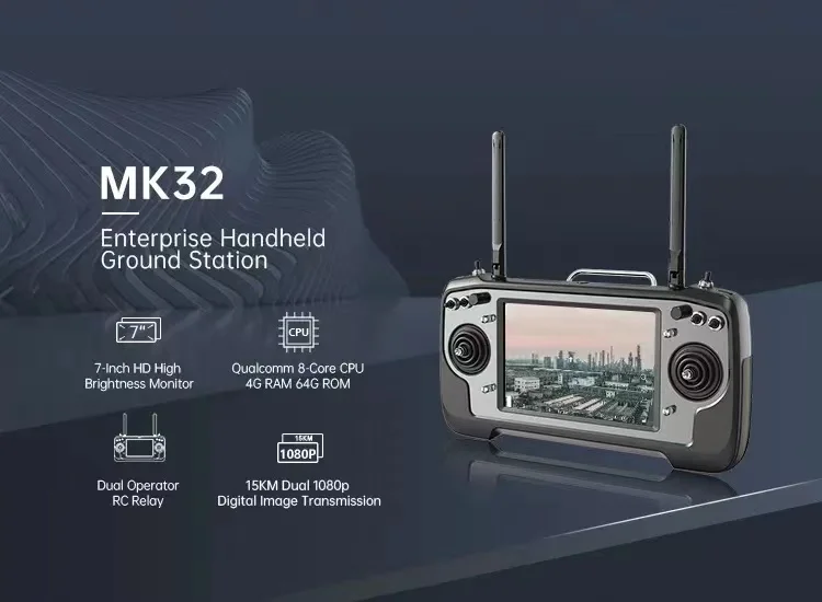 Description Picture 2 of itemSIYI MK32 Enterprise Handheld Ground Station Smart Controller with 7 Inch LCD Touchscreen Dual Full HD  4G RAM 64G ROM Android