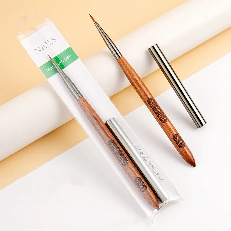 1Pc Sandalwood Handle Kolinsky Hair  Nail Acrylic Brush UV Gel Carving Pen Brush Liquid Powder DIY Nail Drawing Nail Art Bruses 6