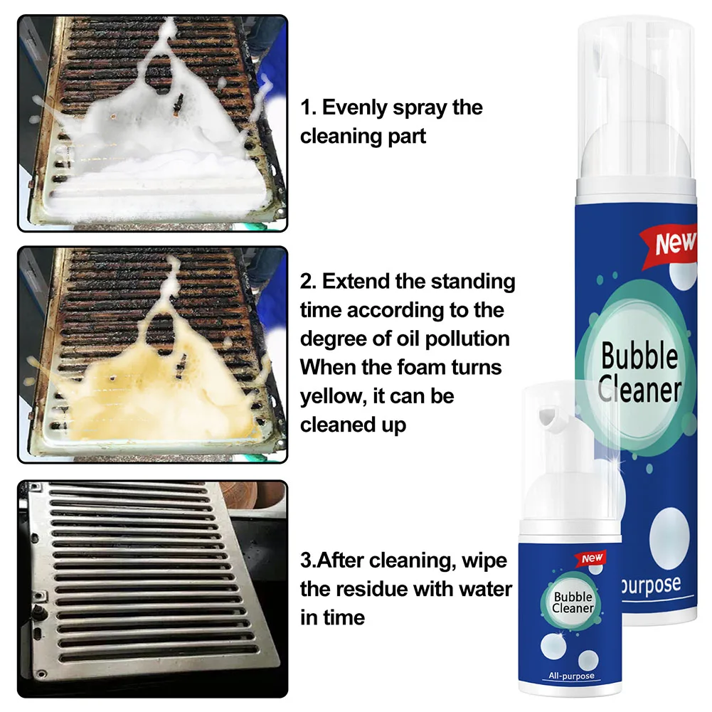 30/100ml Kitchen Oil Stain Cleaner Grease Degreaser Grime Agent Multipurpose Household Bubble Foam Cooktops Sinks Cleaning Tools