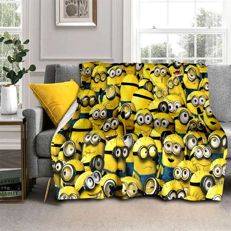 Kawaii Despicable Me Minions Soft Flannel Blankets,Throw Blanket Comfortable Blanket for Picnic Beds Sofa Home Bedroom Kid Cover 6
