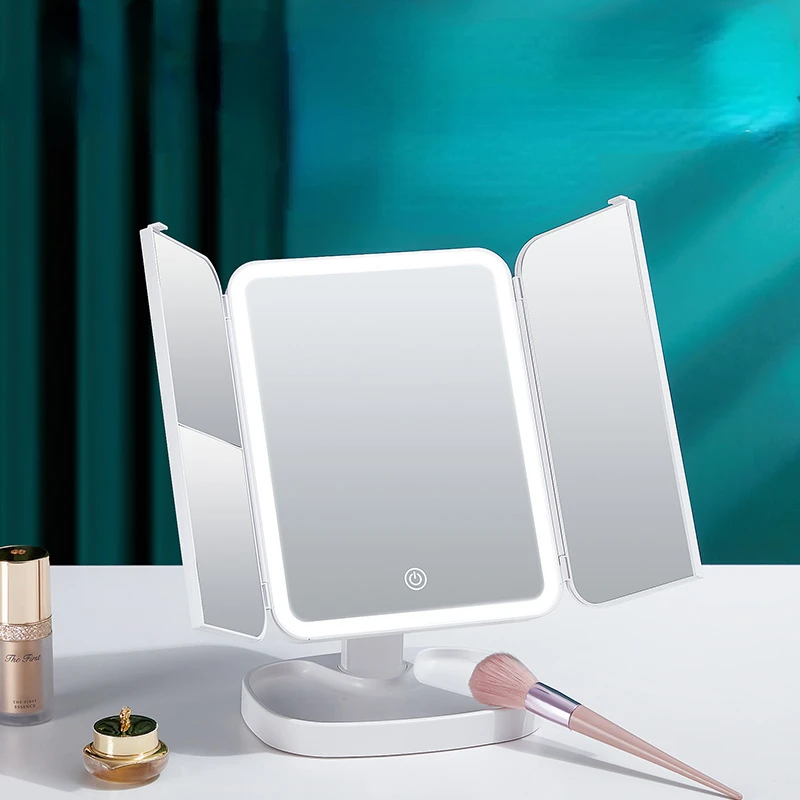 

Touch Switch Bathroom Mirror Tempered Glass Vanity Lights Makeup Portable Mirror Light Led Quality Espejos Con Luces Room Decor