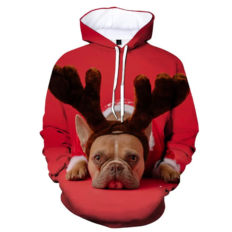 thumbnail image 1 of Sudadera con capucha de bulldog francés con impresión 3D para hombre, suéteres casuales de moda, sudadera con patrón de perro pug, ropa de abrigo de talla grande para hombre, 1 of 5
