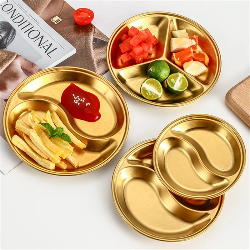 

Stainless Steel Korean Sauce Dish Round Seasoning Serving Tray Soy Sauce Spice Condiment Dipping Plate Hotpot Barbecue Tableware