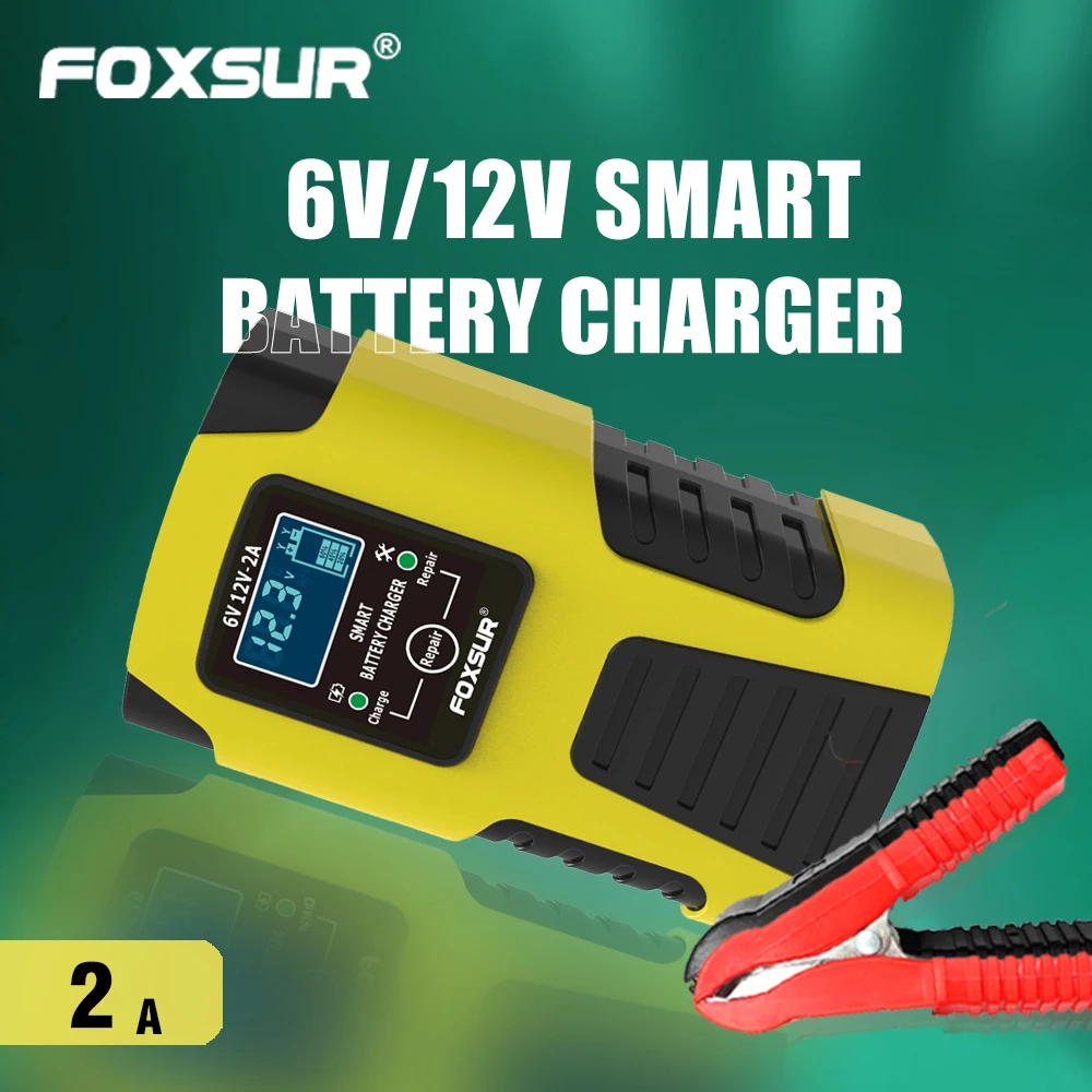 Foxsur 6v & 12vスマートバッテリーメンテ-バッテリー充電器