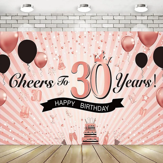 Cheers to 30 Years Backdrop Banner Happy 30th Birthday Decorations for Men  Wo