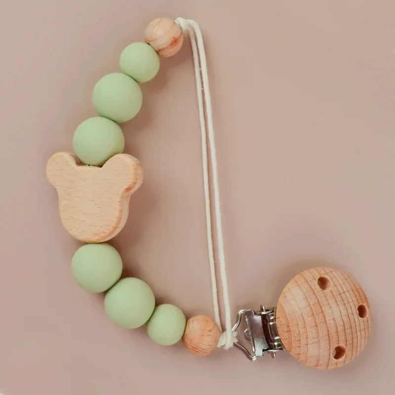 Pacifier Clip Pacifier Chain Pacifier Accessories Teether Clip Personalized Baby Pacifier Clip Custom Name Infant Dummy Clips Baby Souvenir Newborn Gift Wood Supplies New Mother Gift