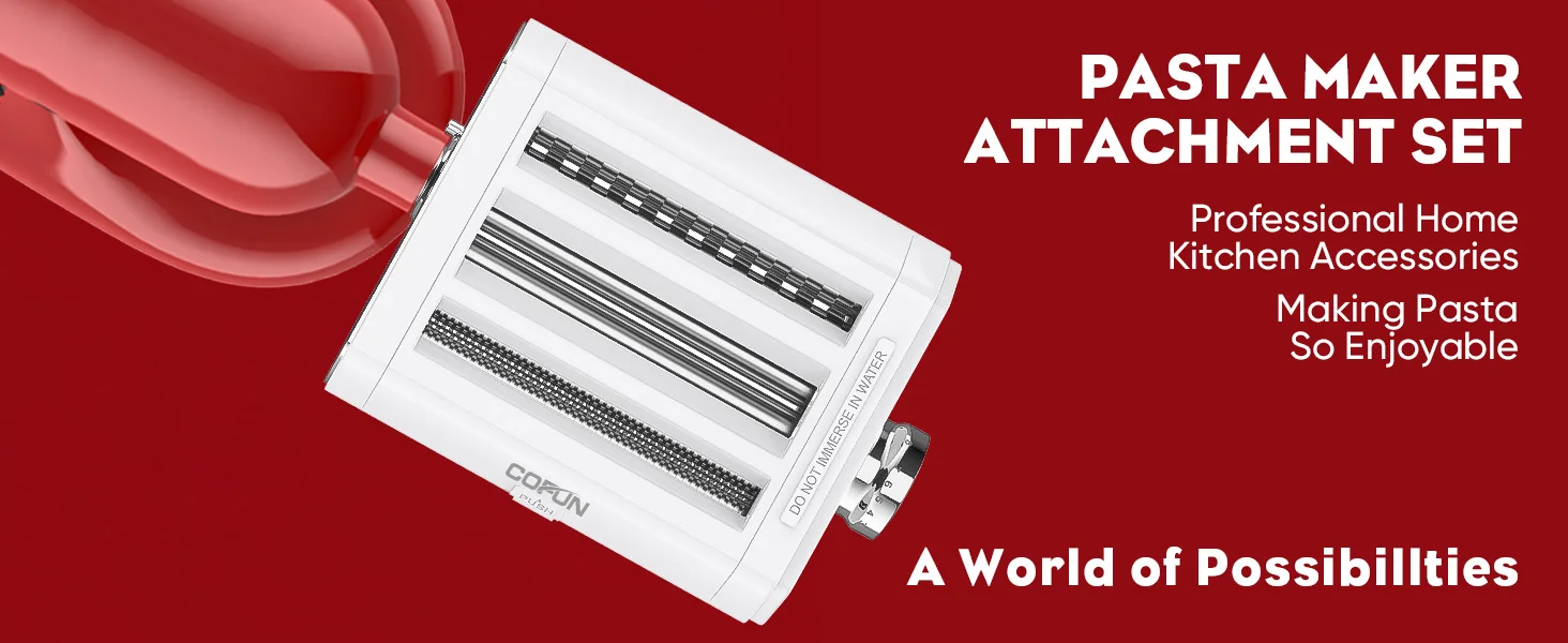 Description Picture 2 of itemPasta Attachment for KitchenAid Stand Mixer, 3-1 Pasta Maker Machine Included Pasta Sheet Roller, Spaghetti Cutter, Fettuccine C