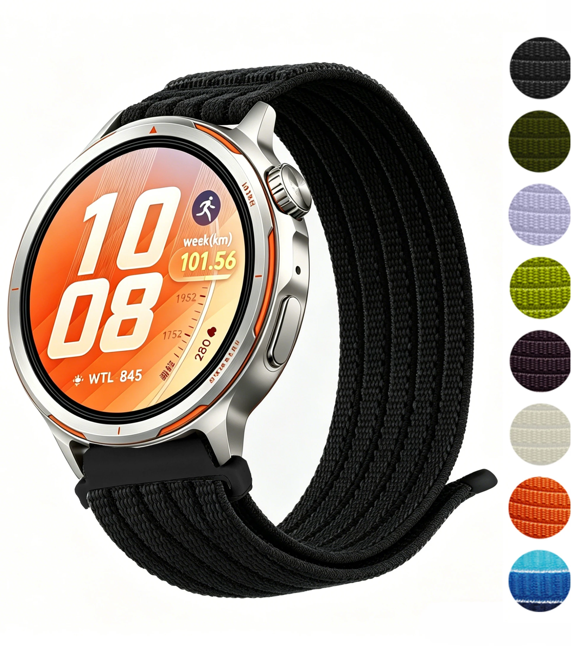 Sport Nylon Loop Bracelet Watch Strap, Compatible with Various Models (20mm/22mm)