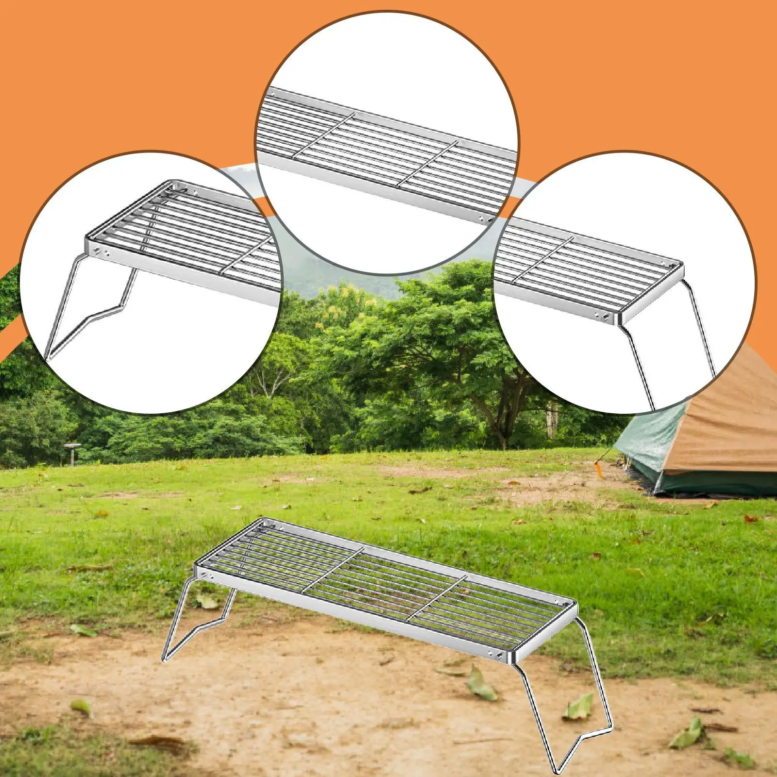 Folding Campfire Grill Compact Lightweight Multiuse Foldable Firepit Grill Grate for Barbecue Camping Fishing Picnic Backpacking