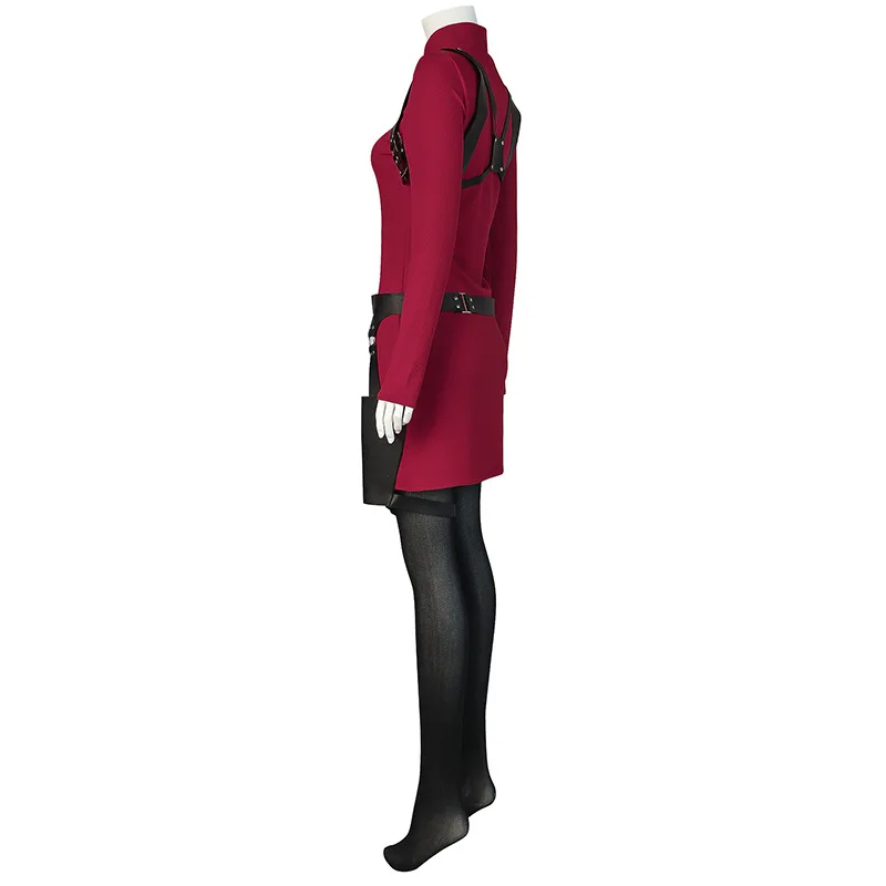 Movie Ada Wong Cosplay Costume Adult Women Girls Red Dress Socks Suit Halloween Outfit Uniform Party Performance