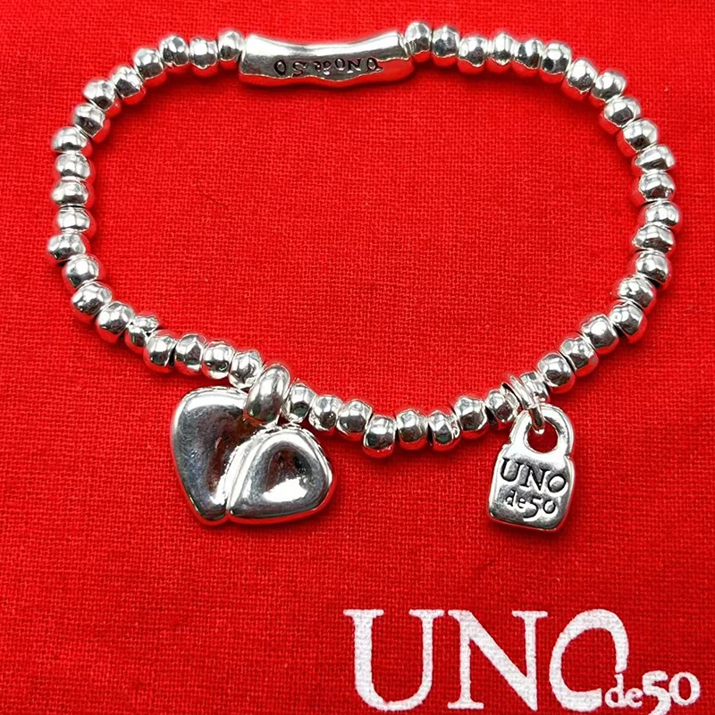 UNOde50-pulsera exquisita con forma de corazón Irregular para mujer, joyería romántica, bolsa de regalo, creatividad española, gran oferta, nuevo, 2023