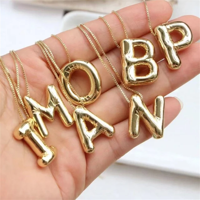 Buy Puff Letter Necklace, Letter Jewelry, Handcrafted 925 Silver Bubble  Font Initial Necklace, Bold Bubble Letter Monogram Necklace Online in India  - Etsy