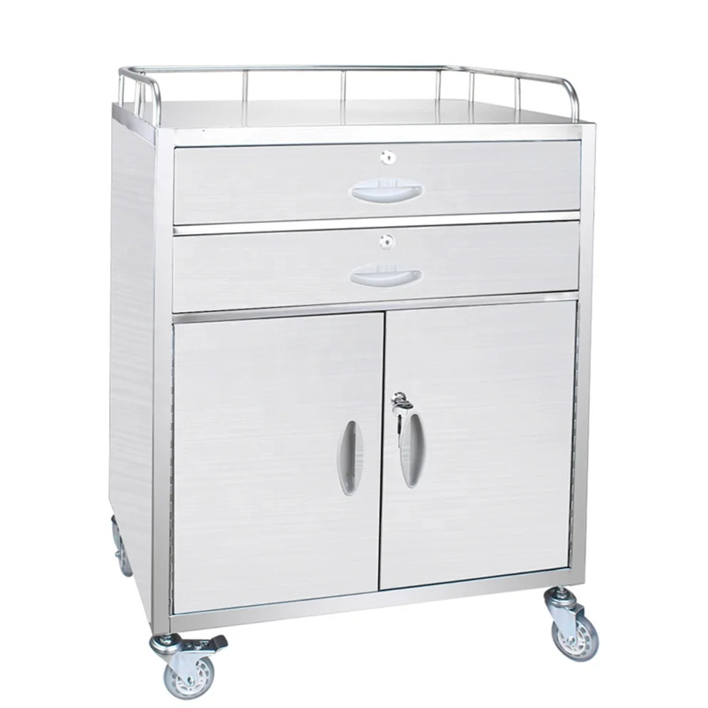 

MY-R055 Hospital Medical Emergency Trolley Medicine Cart Drug Dispensing Vehicle Stainless Steel Medical Trolley Cart