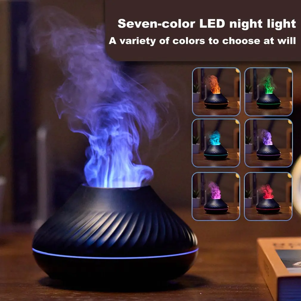 7ColorsAromatherapyDiffuser3DFlameNightLightHomeAirHumidifier