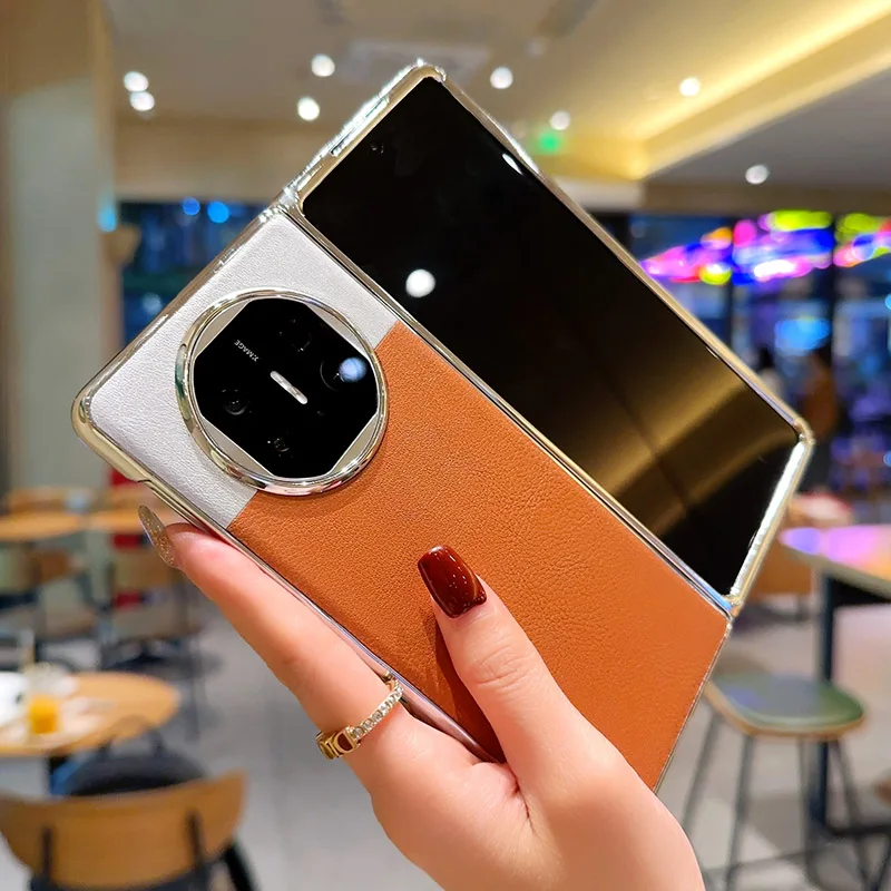 Luxury PU Leather Skin Plating Protective Back Cover Phone Shell