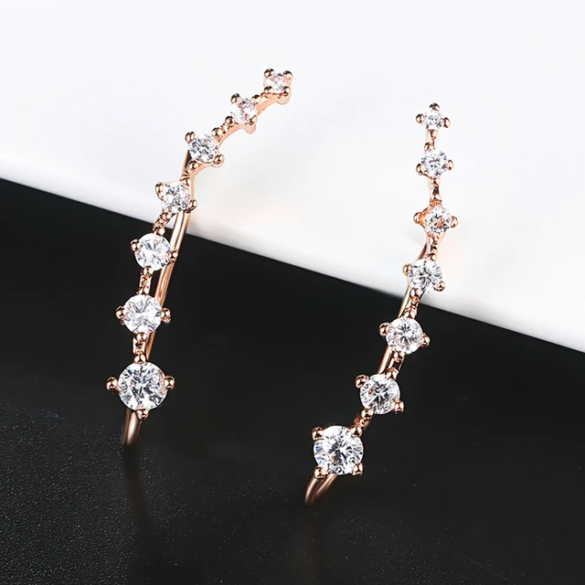 85912-a5e59c.jpg Boucles d'oreilles longues en Zircon pour femmes, crochet, Clip, ensemble à quatre dents, escalade, manchette, bijoux à la mode, cadeaux, E527