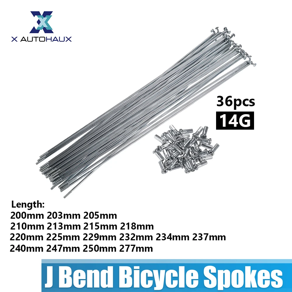 X Autohaux 36 Pezzi 14G J Bend Raggi In Acciaio Per Bicicletta