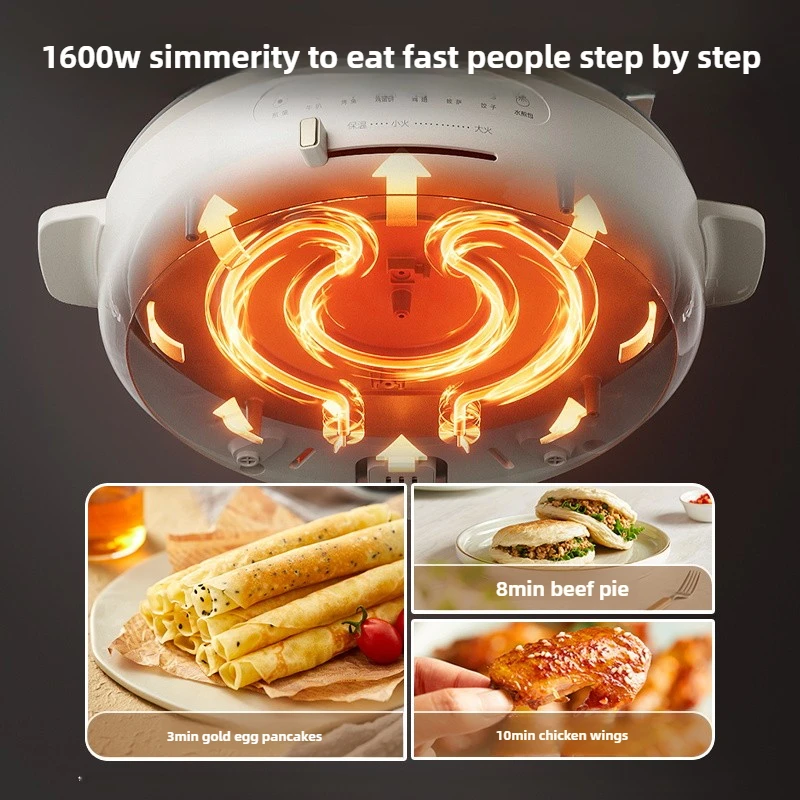 220V Electric Crepe Maker Household Deepen Pancake Baking Pan Multi Cooker with 34cm Diameter Home Electric Frying Pan 6